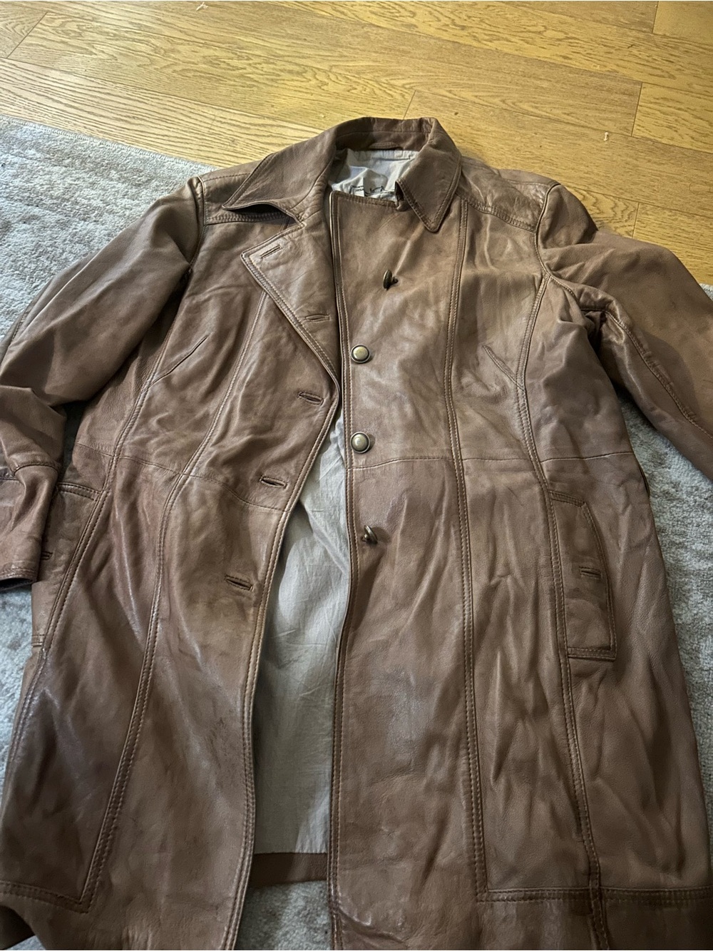 Vintage  Brown Leather  Coat